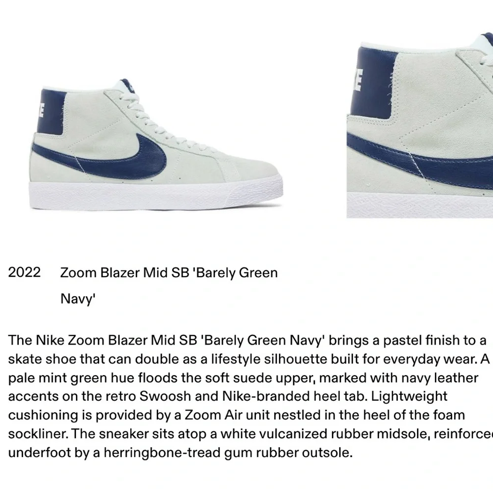 Nike SB Zoom Blazer Mid barely green/navy-barely green WMNS sneakers - Picture 5 of 16